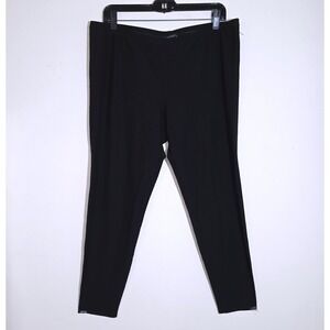 Eileen Fisher Women's Washable Crepe Black Stretch Viscose Ankle Pants Size XL
